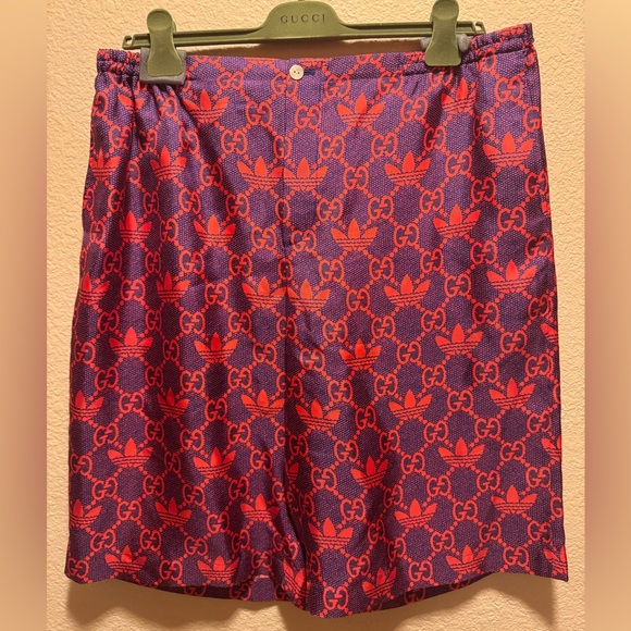 Gucci Other - New Gucci x Adidas GG Maxi Logo Silk Shorts